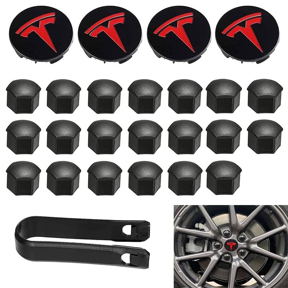 Kit de Insignia y Tapas Centrales para Rines Tesla – 4 Piezas