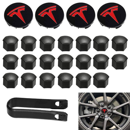 Kit de Insignia y Tapas Centrales para Rines Tesla – 4 Piezas
