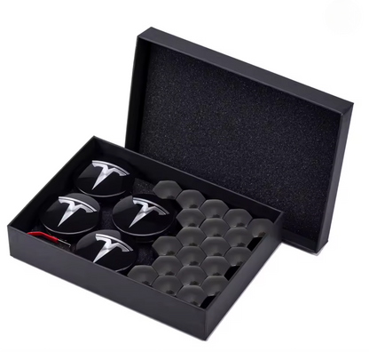 Kit de Insignia y Tapas Centrales para Rines Tesla – 4 Piezas
